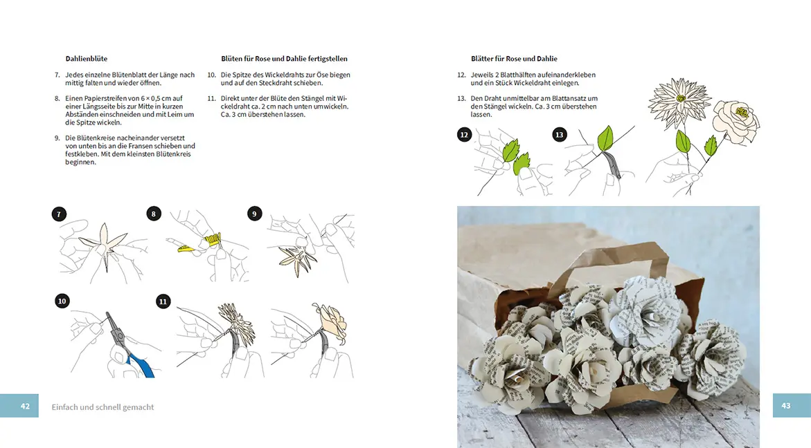 Sample Content (Image) Papier-Blumen aus alten Büchern