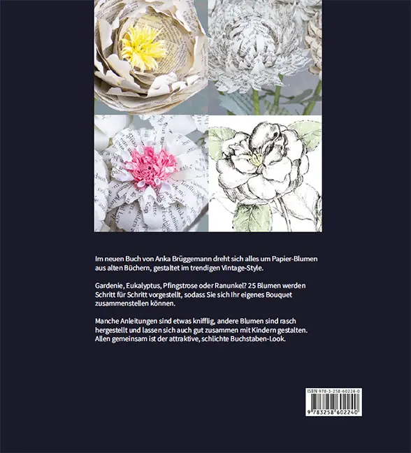 Back Cover Image Papier-Blumen aus alten Büchern