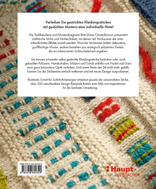 Back Cover Image Sticken auf Strick