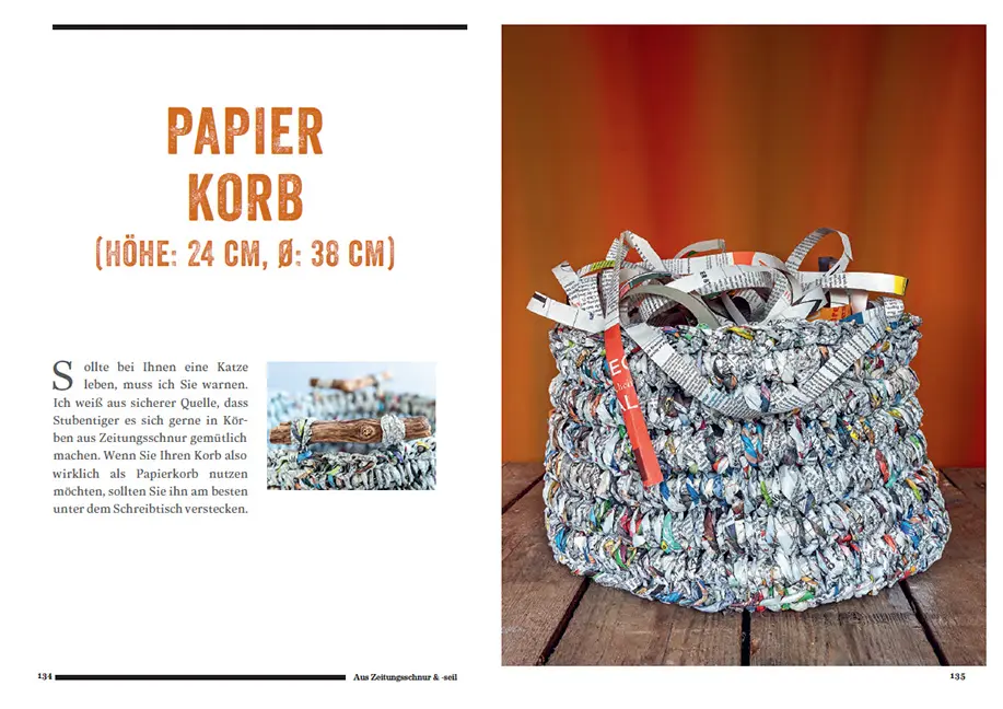 Sample Content (Image) Papiergarn aus alten Zeitungen