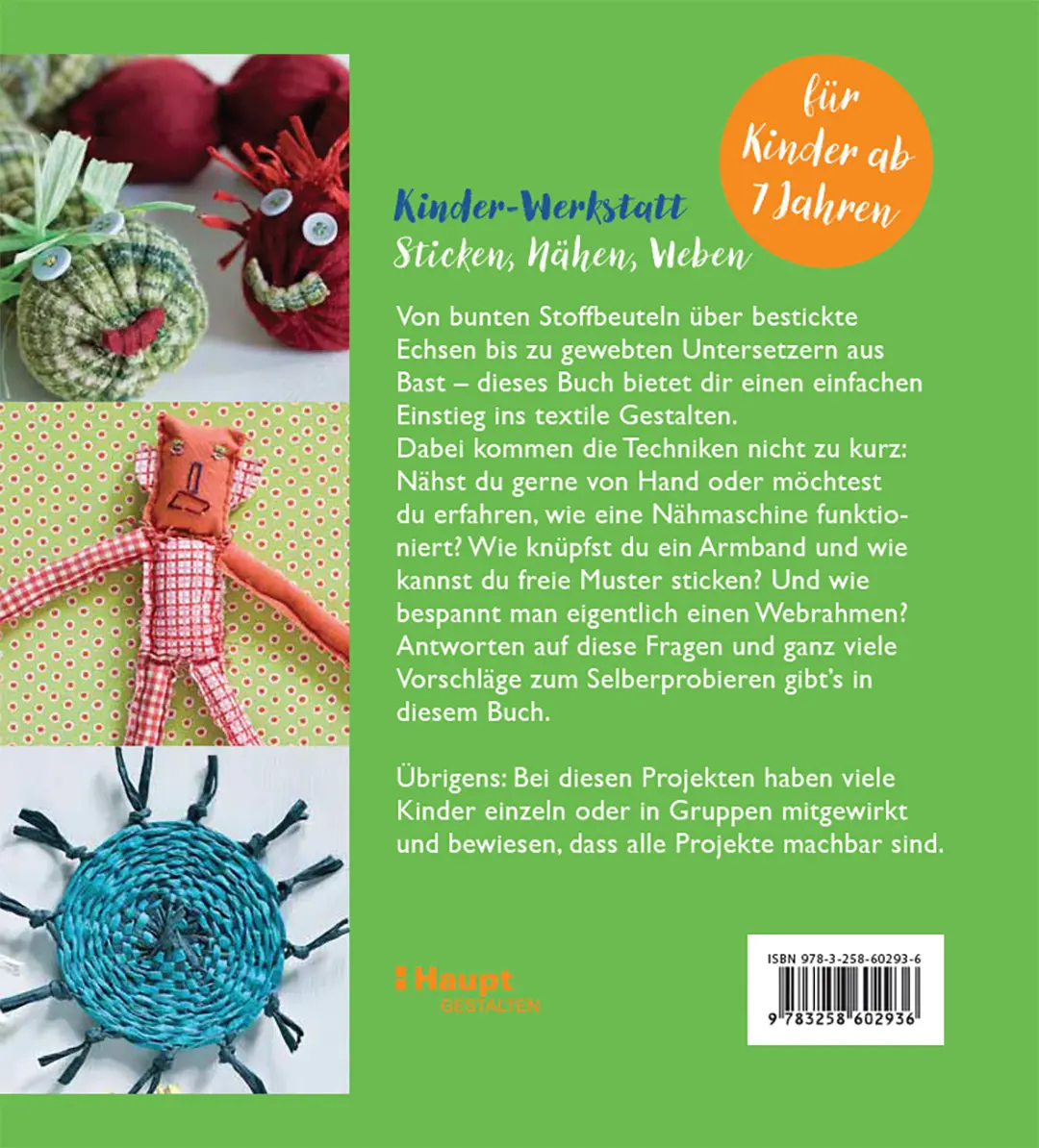 Back Cover Image Kinder-Werkstatt Sticken, Nähen, Weben