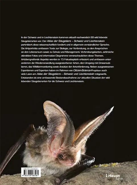 Rückseitencover Atlas der Säugetiere – Schweiz und Liechtenstein