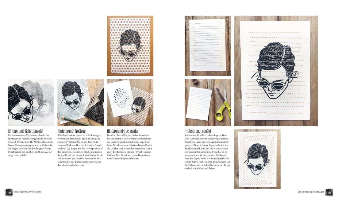 Beispielinhalt (Bild) Linolschnitt - Techniken und Projekte